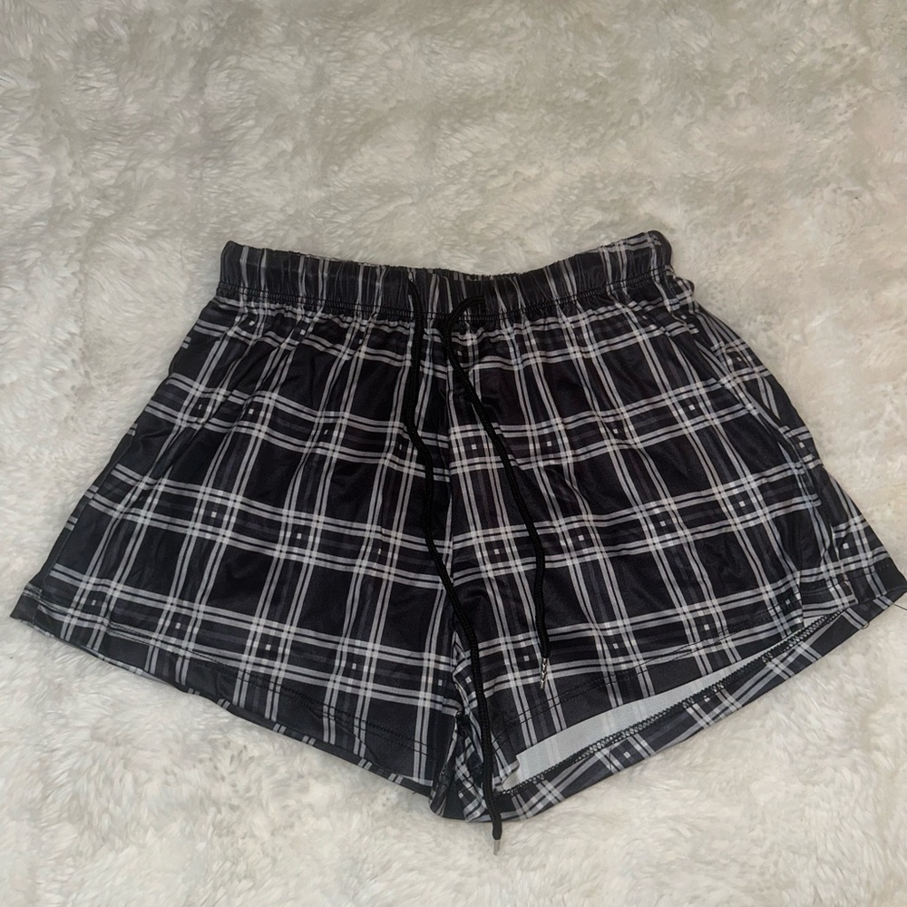 Plaid Black and White Women's Shorts